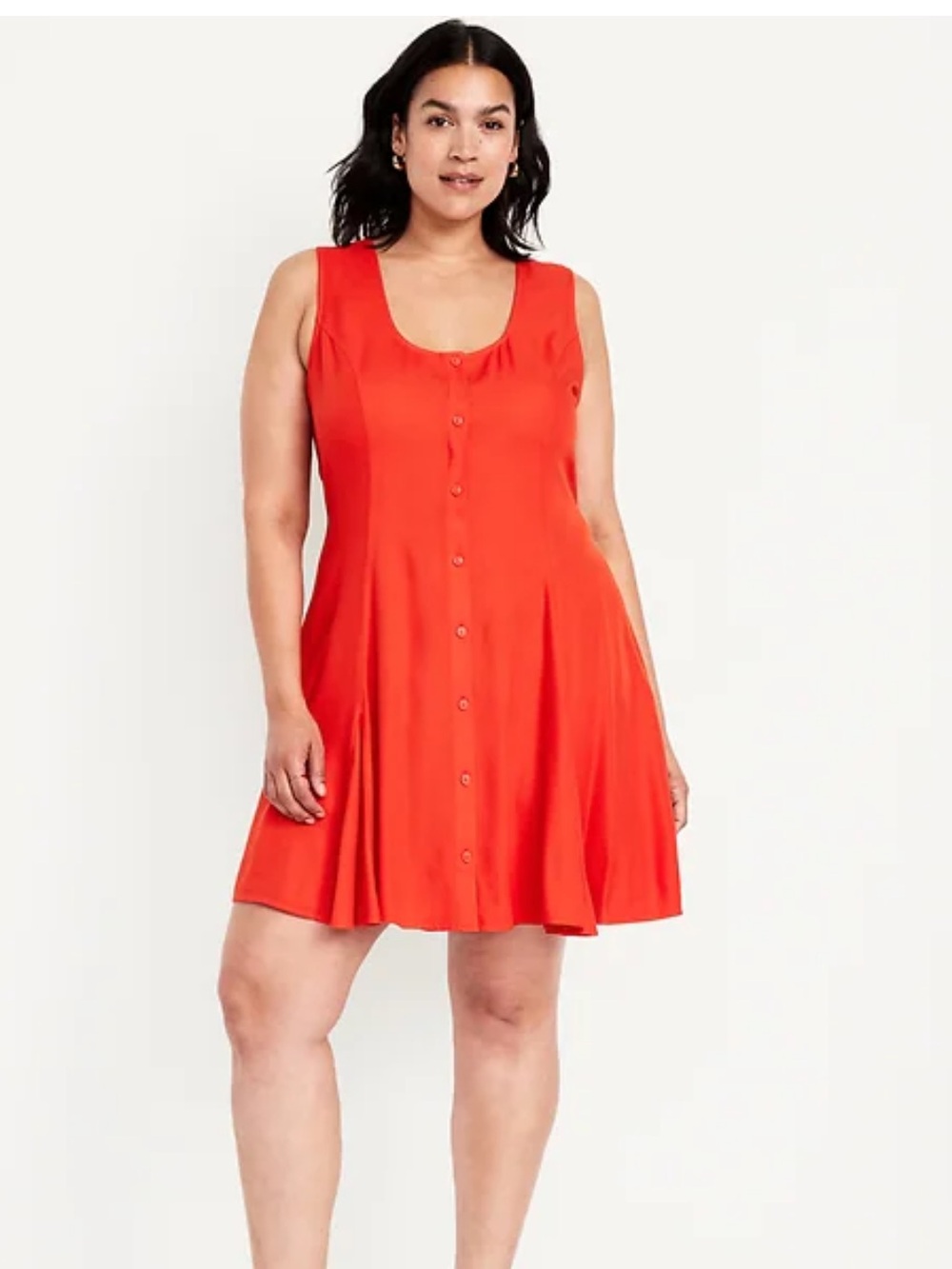 NEW Old Navy Red Button Front Crepe Mini Sleeveless Dress Size Large Petite